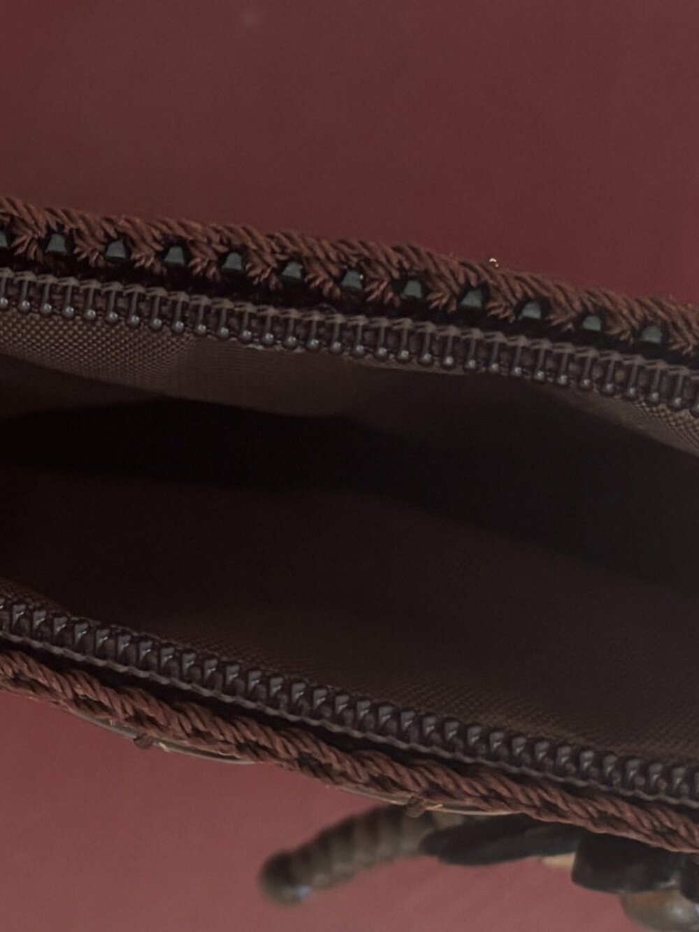 Coconut Shell Beaded Crossbody Bag — Boho Wood Disc Purse - Picture 4 of 4